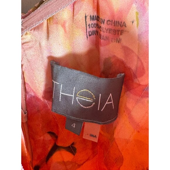 New Theia Beth Pleated Tiered Maxi Evening Gown Dress Peach Size 4 $895 - Picture 11 of 12